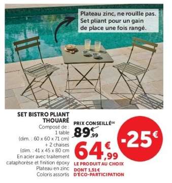 SET BISTRO PLIANT THOUARE