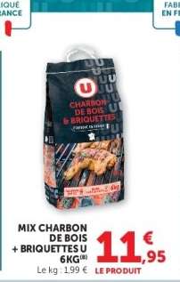 MIX CHARBON DE BOIS + BRIQUETTES U 6KG