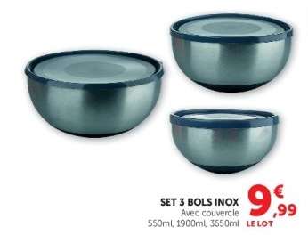 SET 3 BOLS INOX