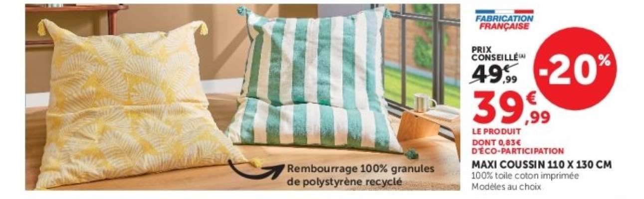 MAXI COUSSIN 110 X 130 CM