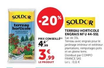 TERREAU HORTICOLE ENGRAIS NFU 44-551