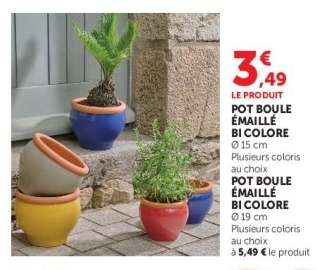 POT BOULE ÉMAILLÉ BI COLORE Ø 15 cm