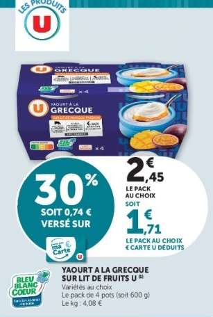 YAOURT À LA GRECQUE SUR LIT DE FRUITS U