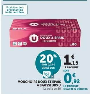 Mouchoirs Doux et Épais 4 Épaisseurs U