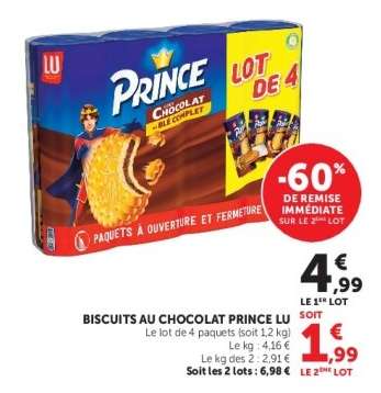 BISCUITS AU CHOCOLAT PRINCE LU