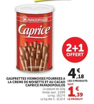 Caprice Gaufrettes Viennoises Fourrées