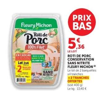 Rôti de Porc Conservation Sans Nitrite Fleury Michon