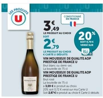 VIN MOUSSEUX DE QUALITE AOP PRESTIGE DE FRANCE U