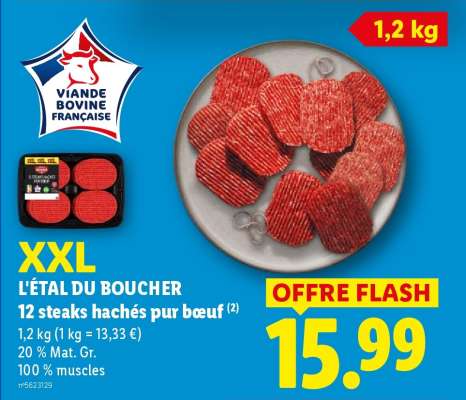 L'ÉTAL DU BOUCHER 12 steaks hachés pur bœuf