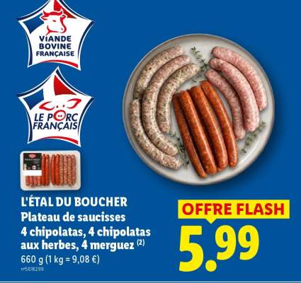 L'ÉTAL DU BOUCHER Plateau de saucisses