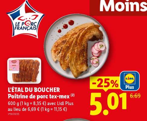 L'ÉTAL DU BOUCHER Poitrine de porc tex-mex