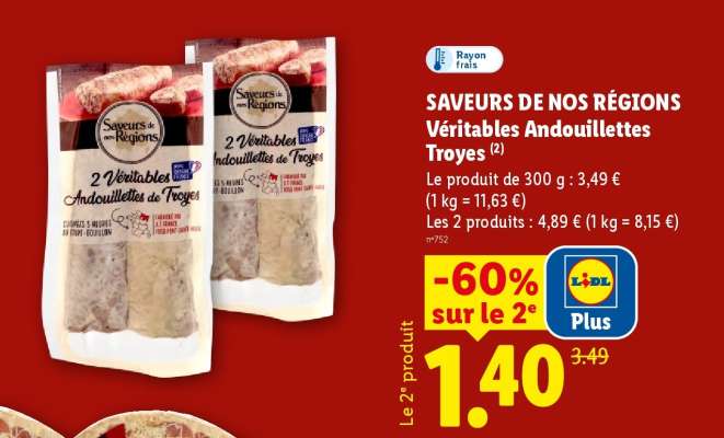 SAVEURS DE NOS RÉGIONS Véritables Andouillettes Troyes