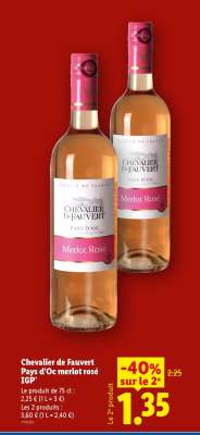 Chevalier de Fauvert Pays d'Oc merlot rosé 16°