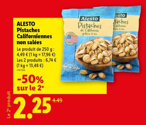 ALESTO Pistaches Californiennes non salées