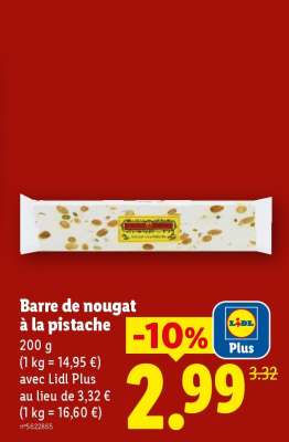 Barre de nougat à la pistache