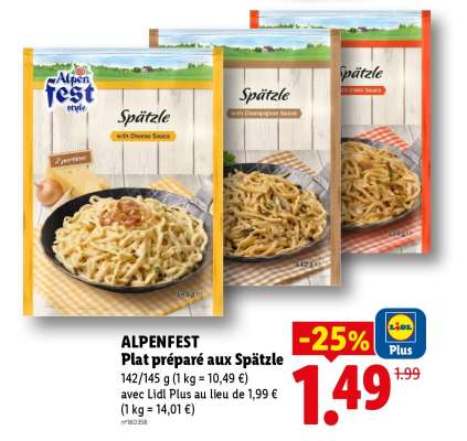 ALPENFEST Plat préparé aux Spätzle
