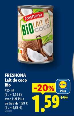 FRESHONA Lait de coco Bio