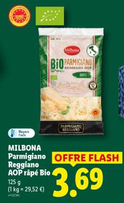 MILBONA Parmigiano Reggiano AOP râpé Bio