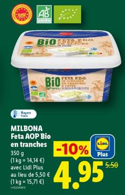 MILBONA Feta AOP Bio en tranches