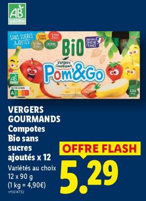 VERGERS GOURMANDS Compotes Bio sans sucres ajoutés x 12