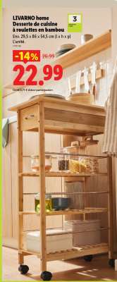 LIVARNO home Desserte de cuisine à roulettes en bambou