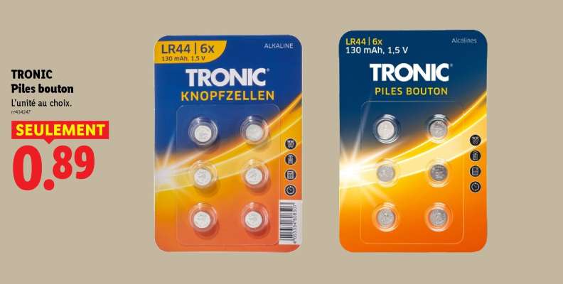 TRONIC Piles bouton
