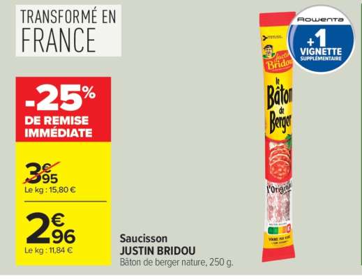 Saucisson JUSTIN BRIDOU