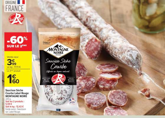 Saucisse Sèche Courbe Label Rouge MONTAGNE NOIRE
