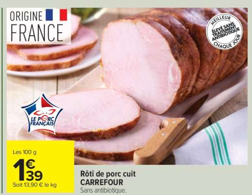 Rôti de porc cuit CARREFOUR