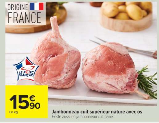 Jambonneau cuit supérieur nature avec os