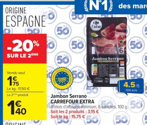 Jambon Serrano CARREFOUR EXTRA