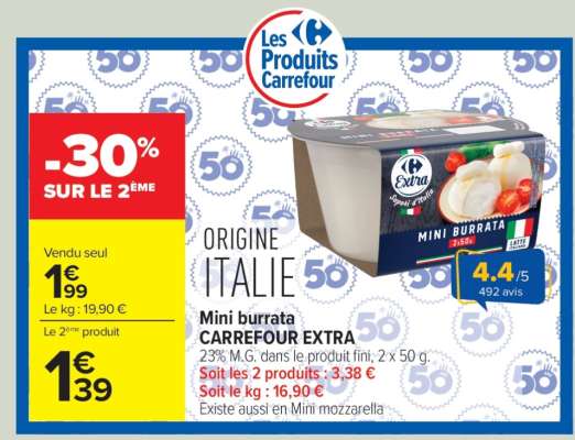 Mini burrata CARREFOUR EXTRA