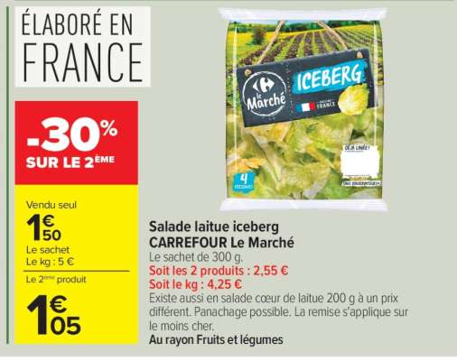 Salade laitue iceberg CARREFOUR Le Marché