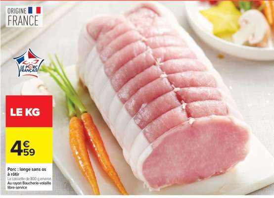 Porc : longe sans os à rôtir