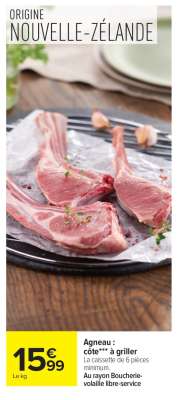 Agneau : côte*** à griller