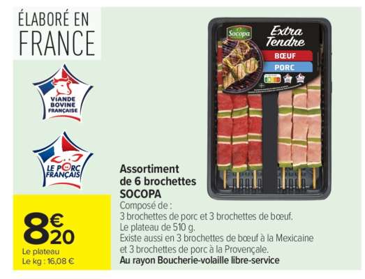 Assortiment de 6 brochettes SOCOPA