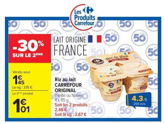 Riz au lait CARREFOUR ORIGINAL