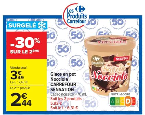 Glace en pot Nocciola CARREFOUR SENSATION