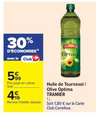 Huile de Tournesol/Olive Optima TRAMIER