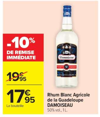 RHUM BLANC AGRICOLE DE LA GUADELOUPE DAMOISEAU