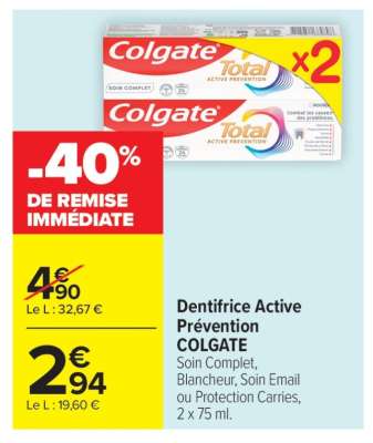 Dentifrice Active Prévention COLGATE