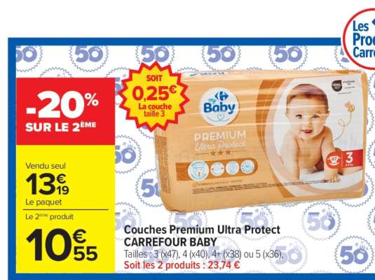 Couches Premium Ultra Protect CARREFOUR BABY