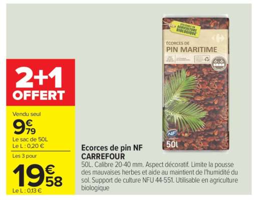Ecorces de pin NF CARREFOUR
