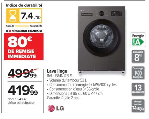 Lave linge LG F84N14SLS