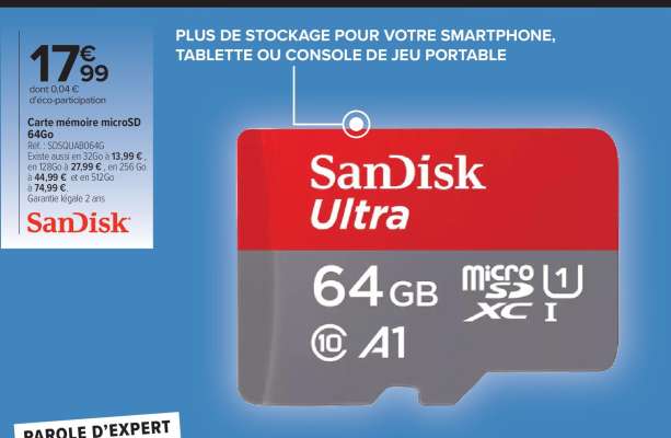 Carte mémoire microSD 64Go