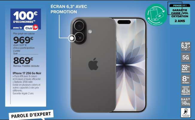 iPhone 17 256 Go Noir