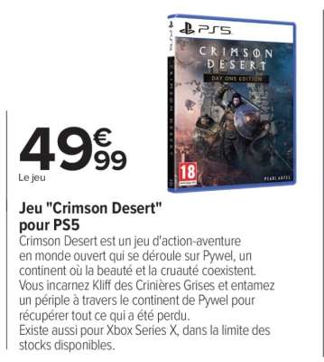 Jeu "Crimson Desert" pour PS5