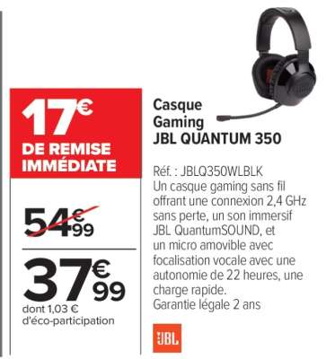 Casque Gaming JBL QUANTUM 350