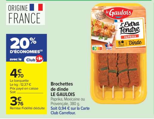 BROCHETTES DE DINDE LE GAULOIS