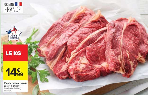 Viande bovine : basse côte** à griller